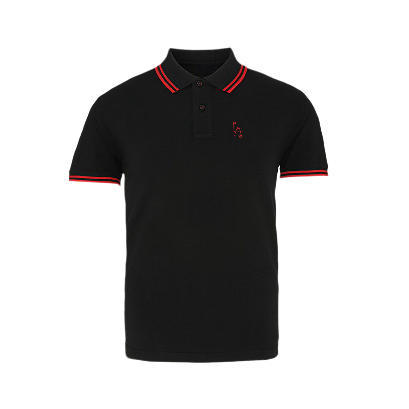 Oi! Boi - Embroidered LA Safety Pins polo shirt - BLACK/RED