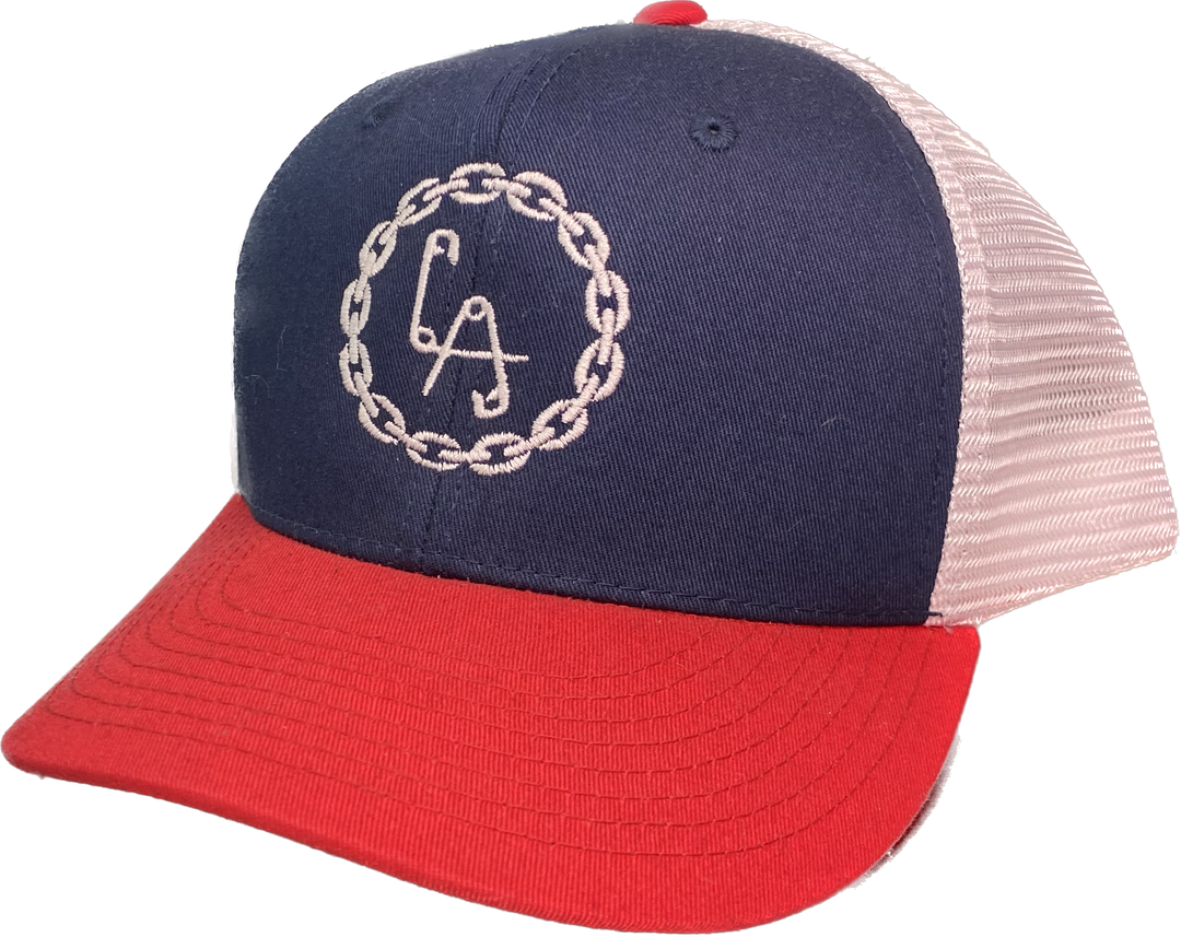 Chain La Snapback Navy/ Red With White Mesh